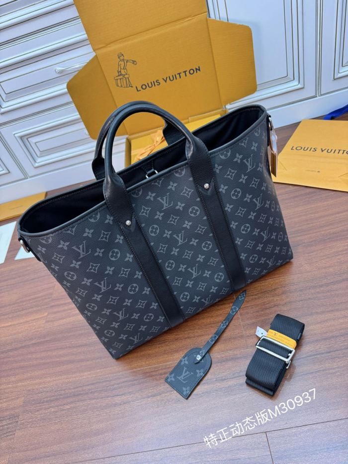NIGO Louis Vuitton Weekend Tote NM Men's Letter Printed Zipper Closure Canvas Patchwork Cowhide Shoulder Crossbody Tote Bag #nigo99998