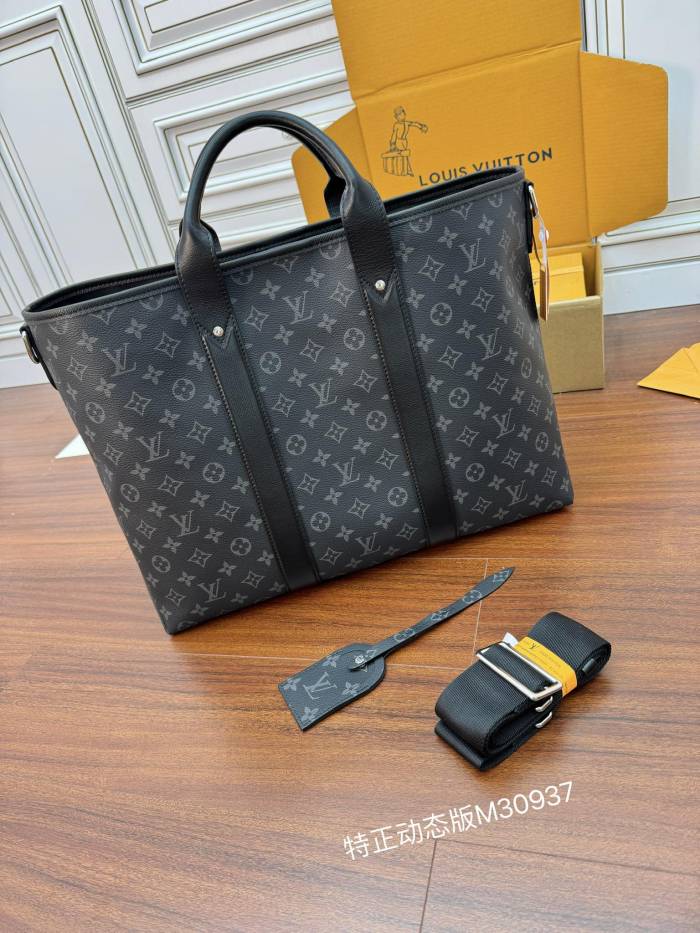NIGO Louis Vuitton Weekend Tote NM Men's Letter Printed Zipper Closure Canvas Patchwork Cowhide Shoulder Crossbody Tote Bag #nigo99998