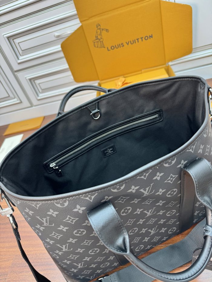 NIGO Louis Vuitton Weekend Tote NM Men's Letter Printed Zipper Closure Canvas Patchwork Cowhide Shoulder Crossbody Tote Bag #nigo99998