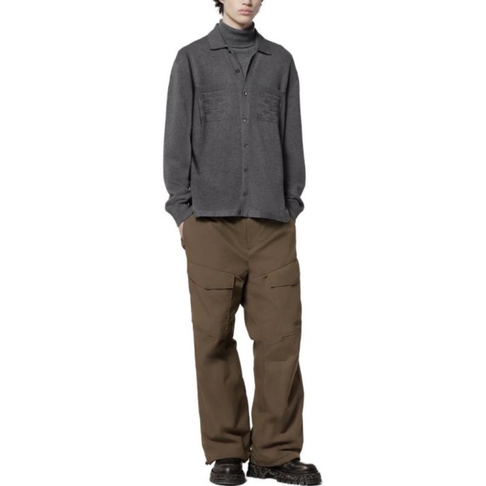 NIGO Louis Vuitton Men's Spring/Autumn Gray Logo Appliquéd Single Breasted Long Sleeve Knit Shirt #nigo72115