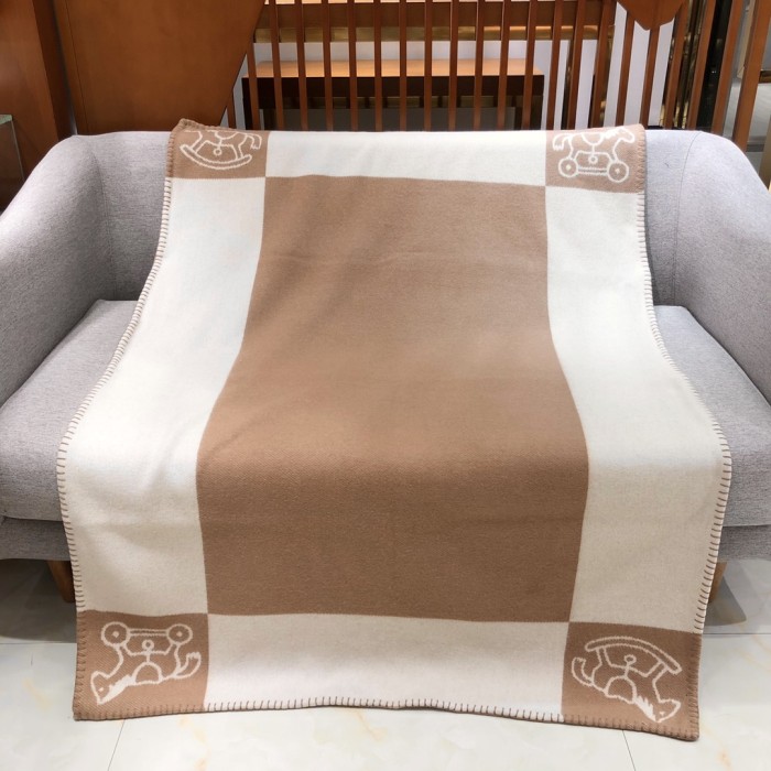 NIGO Hermes Baby Blanket Color Blocking Logo Cozy Fashion Wool Blanket #nigo71315