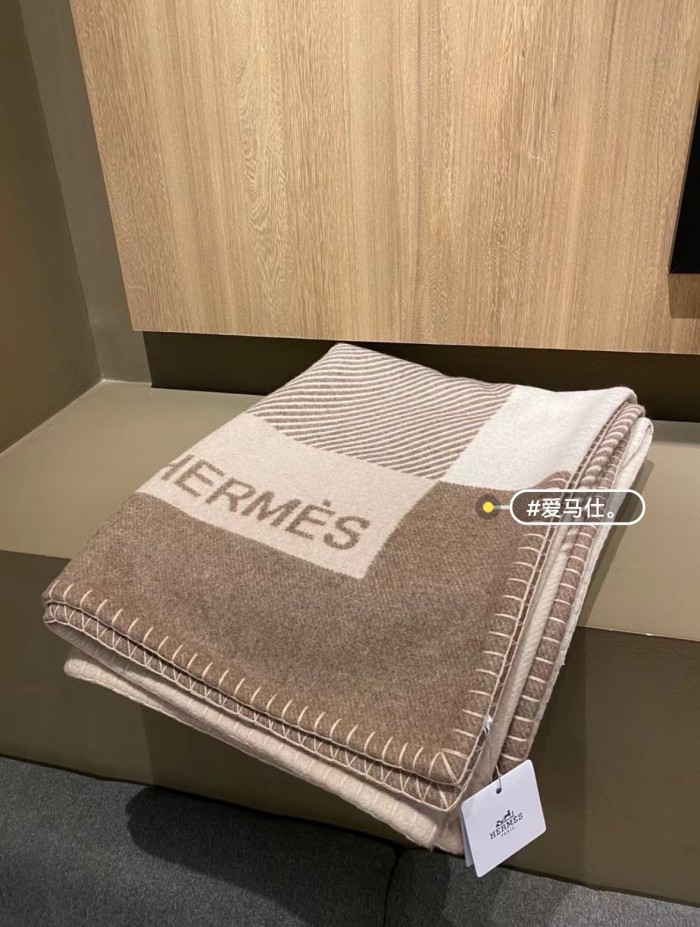 NIGO Hermes Men's Women's Riviera Blanket Reversible Jacquard Cashmere Wool Blend Blanket #nigo71318