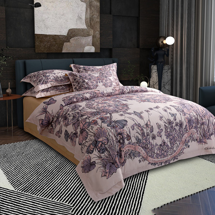 NIGO Dior Cotton Floral Print Bedding Four-Piece Set, Bed Sheet, Quilt Cover, Pillowcase #nigo71317