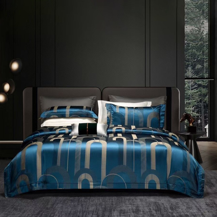 NIGO Hermes Tencel Floral Jacquard Embroidery Bedding Quilt Cover Sheet Pillowcase Three-piece Set #nigo71316