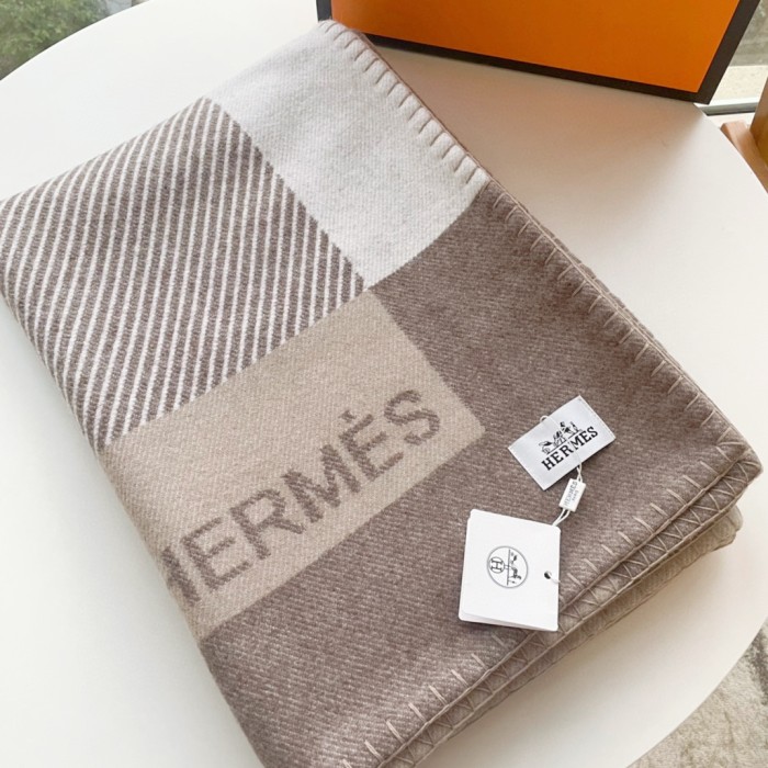 NIGO Hermes Men's Women's Riviera Blanket Reversible Jacquard Cashmere Wool Blend Blanket #nigo71318