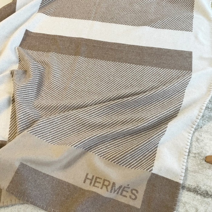 NIGO Hermes Men's Women's Riviera Blanket Reversible Jacquard Cashmere Wool Blend Blanket #nigo71318