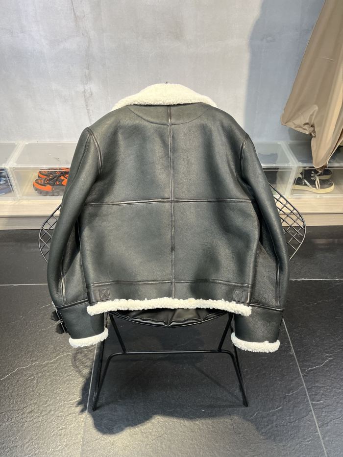 NIGO Loewe Men's Fall And Winter Fashion Casual Lamb Wool Leather Jacket Lapel Temperament Coat #nigo71299