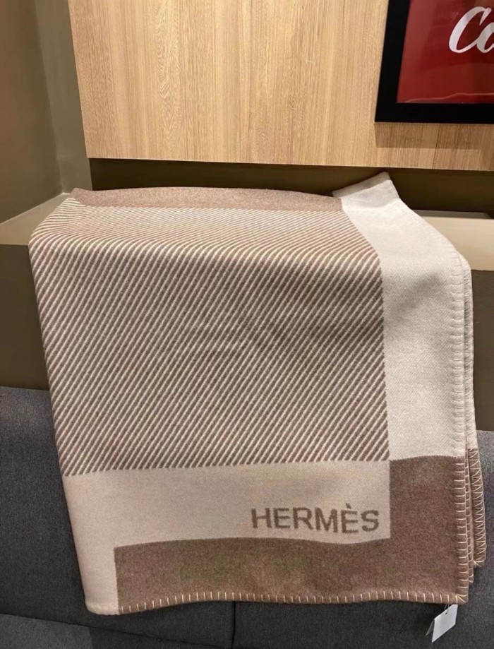 NIGO Hermes Men's Women's Riviera Blanket Reversible Jacquard Cashmere Wool Blend Blanket #nigo71318