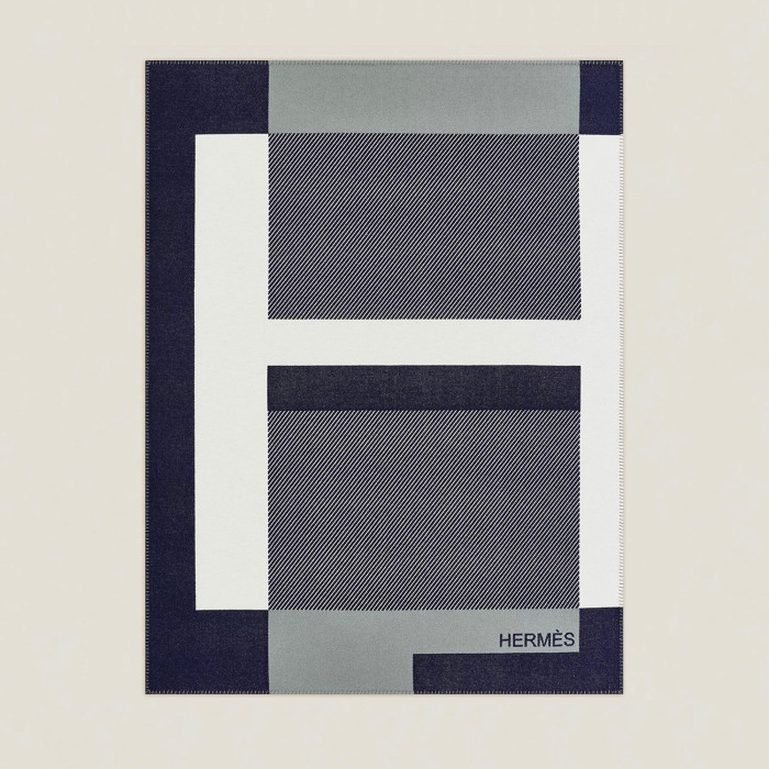 NIGO Hermes Men's Women's Riviera Blanket Reversible Jacquard Cashmere Wool Blend Blanket #nigo71318