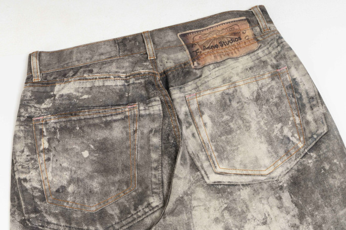 NIGO Acne Studios Men's Fall/Winter Ink Splash Print Low Rise Wide Leg Loose Button Jeans Pants #nigo72142