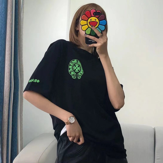NIGO Chrome Hearts Men's and Women's Summer Solid Color Sanskrit Print Cotton Round Neck Short Sleeve T-Shirt #nigo72154
