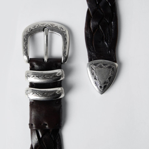 NIGO Brunello Cucinelli Brown Handmade Braided Belt Metal Buckle Colorblocking Floral Fashion High Street Casual Belt Ngvp  #nigo8639