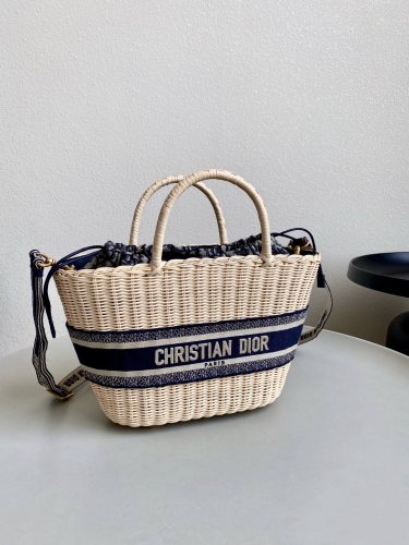 NIGO Dior Women's Detachable Adjustable Shoulder Strap Qblique Printed Fabric Patchwork Wicker Single Shoulder Crossbody Handbag Bag Bags #nigo72162