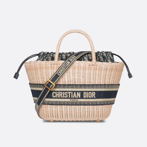NIGO Dior Women's Detachable Adjustable Shoulder Strap Qblique Printed Fabric Patchwork Wicker Single Shoulder Crossbody Handbag Bag Bags #nigo72162