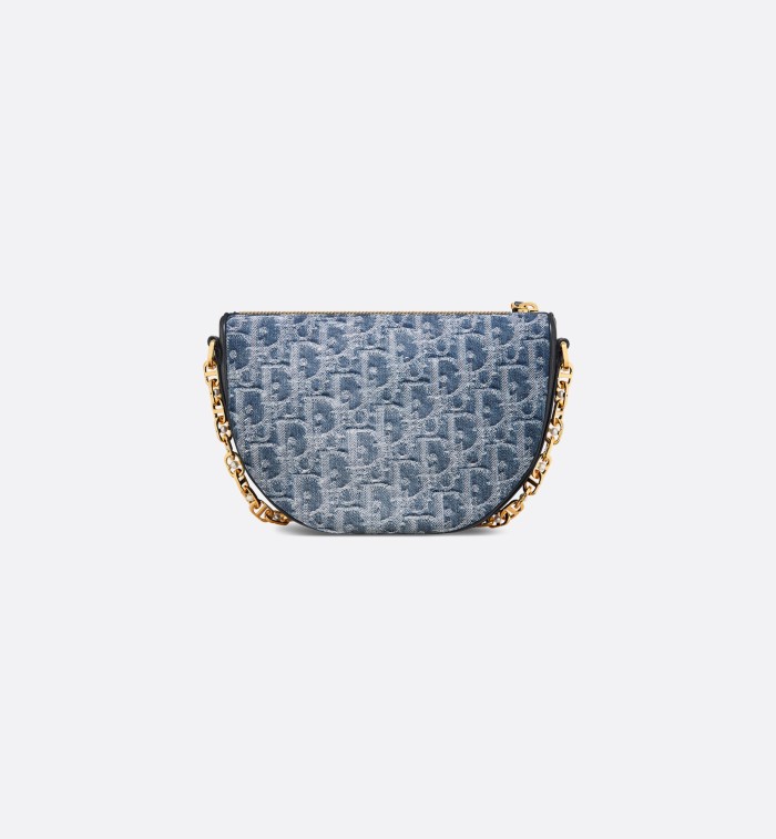 NIGO Dior Diorstar Callisto Women's Blue CD Chain Zipper Closure Oblique Jacquard Fabric Crossbody Shoulder Bag Bags #nigo72157
