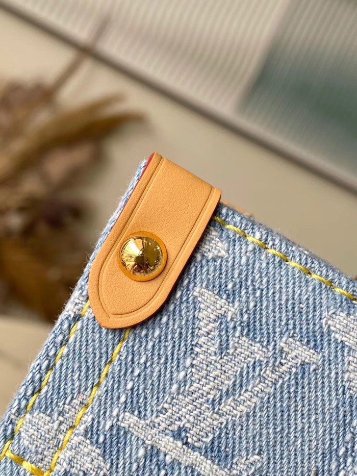 NIGO Louis Vuitton Let Go Women's Blue Letter Logo Denim Shopper Tote Bag Handbag Bags #nigo72166