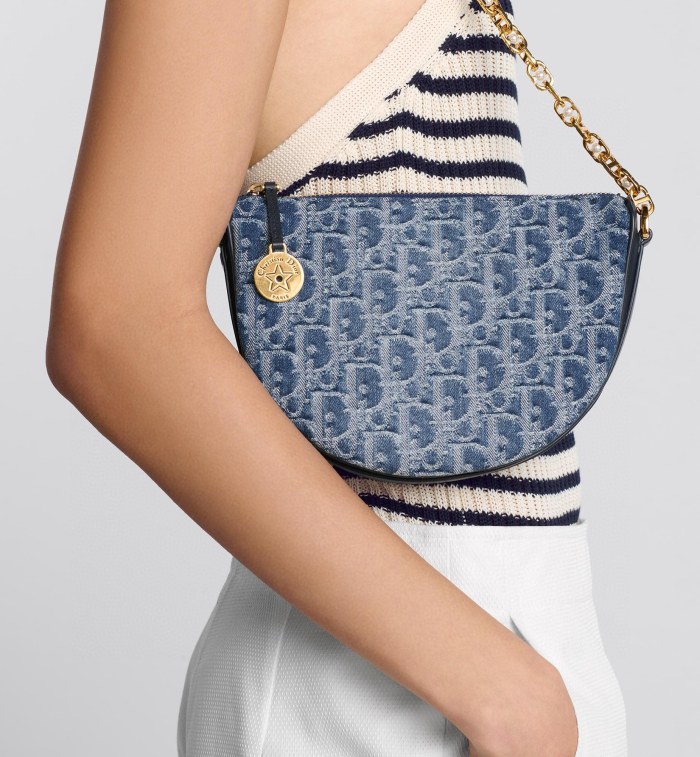 NIGO Dior Diorstar Callisto Women's Blue CD Chain Zipper Closure Oblique Jacquard Fabric Crossbody Shoulder Bag Bags #nigo72157