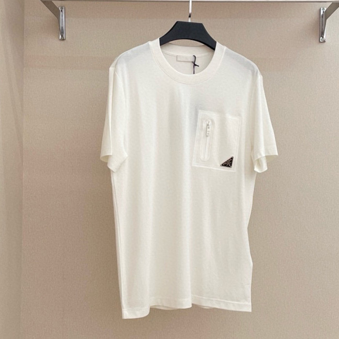 NIGO Prada Men's And Women's Summer Solid Color Zipper Pocket Round Neck Cotton Short Sleeve T-shirt #nigo72155