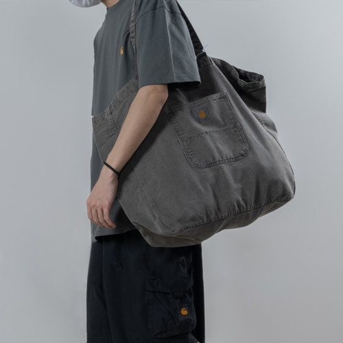 NIGO Carhartt WIP Men Women Retro Logo Washed Work Style Cotton Canvas Shoulder Handbag Casual Tote Bag Ngvp #nigo8659