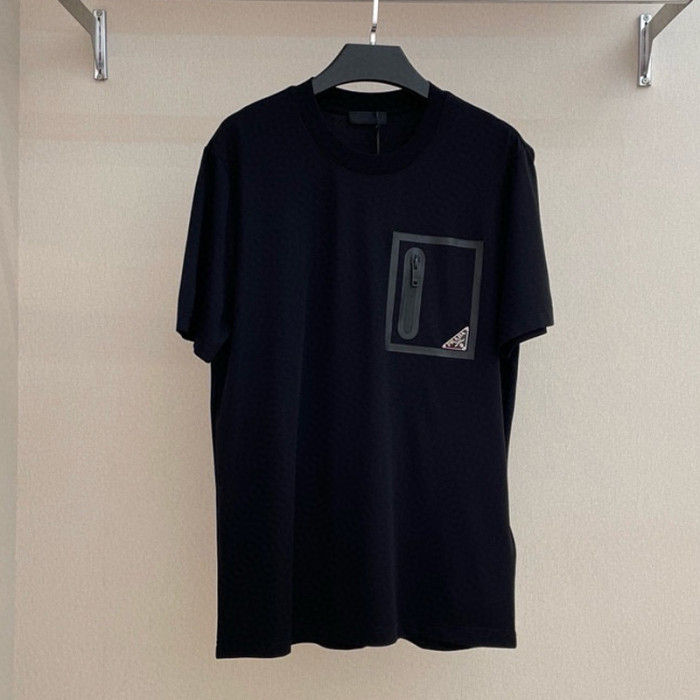 NIGO Prada Men's And Women's Summer Solid Color Zipper Pocket Round Neck Cotton Short Sleeve T-shirt #nigo72155