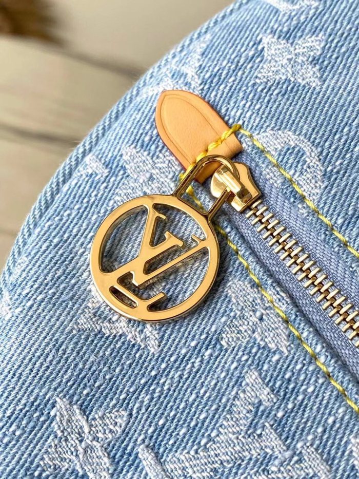 NIGO Loop Louis Vuitton Women's Blue Denim Aged Cowboy With Leather Crescent Tote Shoulder Bag Bags #nigo72165