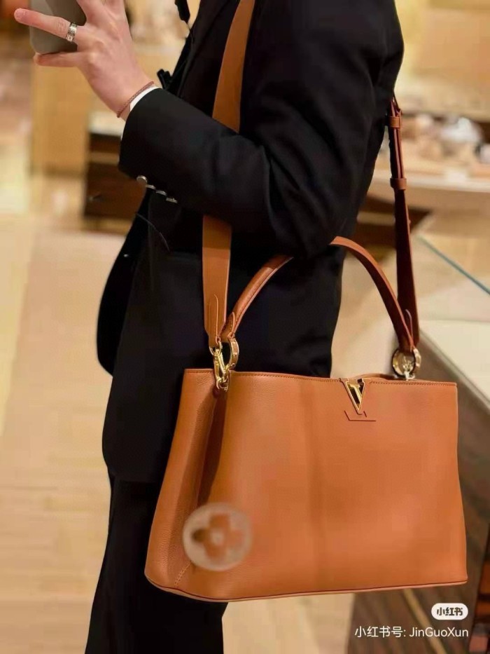 NIGO Louis Vuitton Women's CAPUCINES SOUPLE Large Handbag Casual Solid Color Leather Shoulder Crossbody Bag #nigo72185