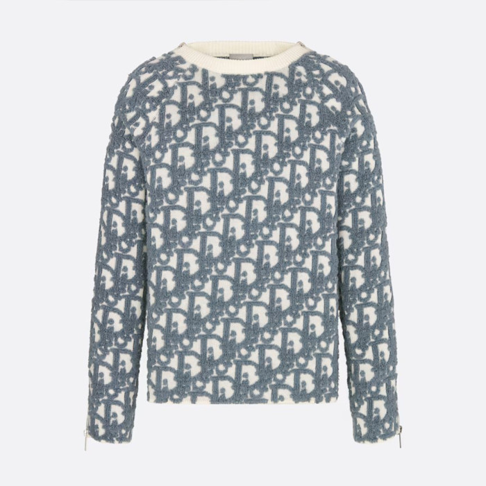NIGO Dior Men's Spring, Autumn and Winter Oblique Printed Round Neck Long Sleeve Solid Color Fitted Sweater #nigo72184
