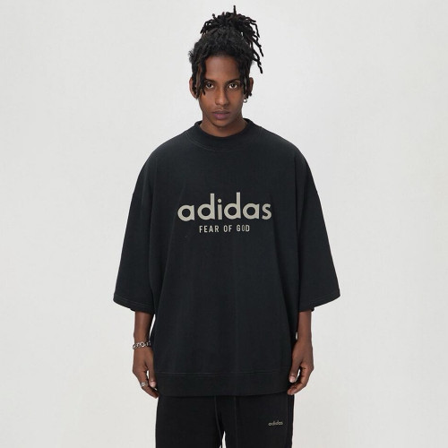 NIGO Fear of God x Adidas Men's and Women's Summer Black Casual Round Neck Short Sleeve T-Shirt Tie Stretch Waistband Shorts Set Suit #nigo72225