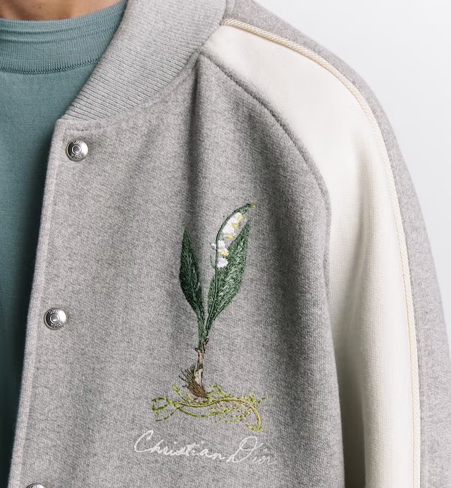NIGO Dior Men's Fall And Winter Embroidery Pattern Single Breasted Round Neck Gray Cotton Long Sleeved Jacket #nigo72232