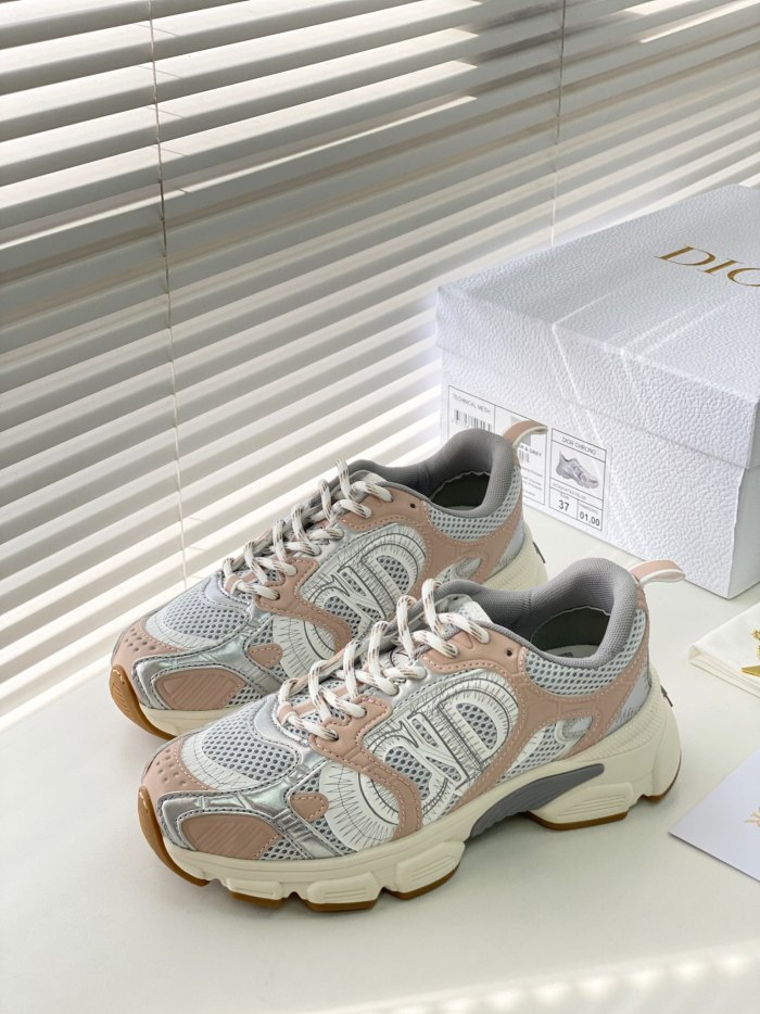 NIGO Dior Chrono Women's Colorblock Round Toe Mesh Fabric Lace-Up Sneakers Shoes #nigo72239