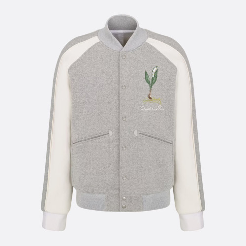 NIGO Dior Men's Fall And Winter Embroidery Pattern Single Breasted Round Neck Gray Cotton Long Sleeved Jacket #nigo72232