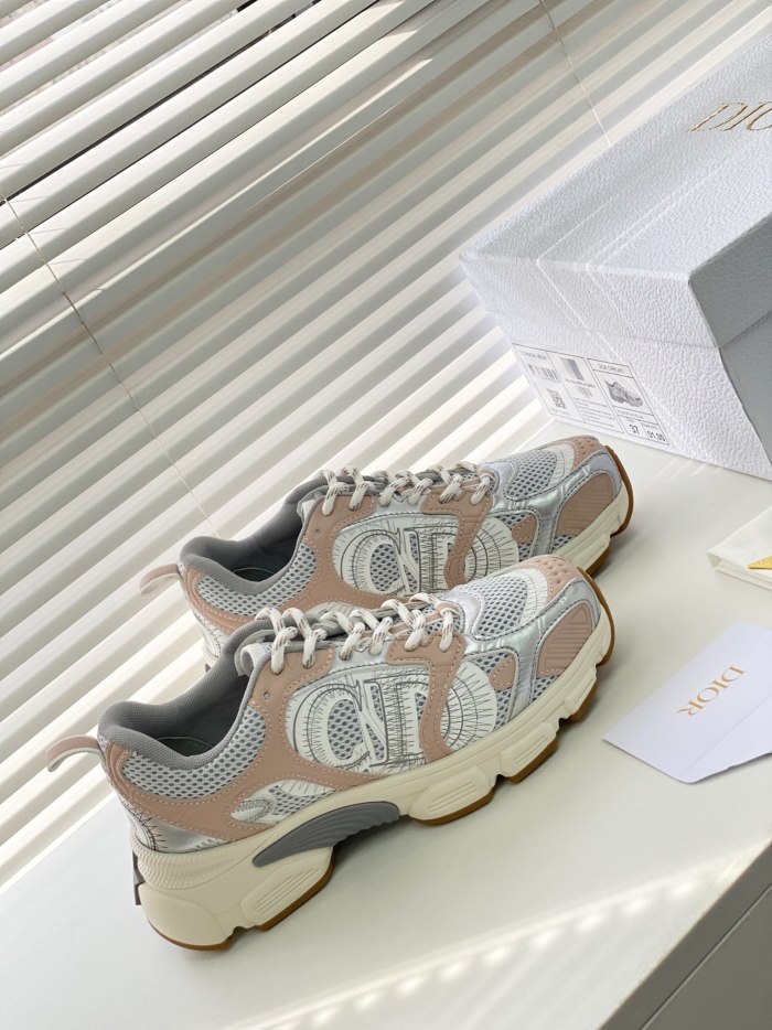NIGO Dior Chrono Women's Colorblock Round Toe Mesh Fabric Lace-Up Sneakers Shoes #nigo72239
