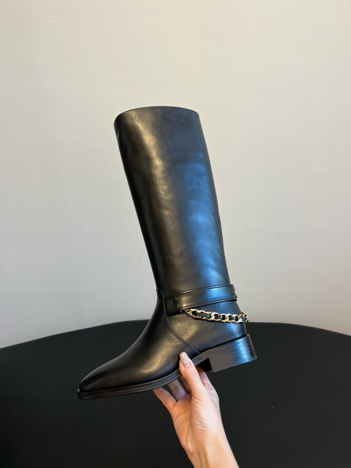 NIGO Chanel Women's Autumn and Winter Black Zipper Round Toe Thigh High Boots Shoes #nigo72228