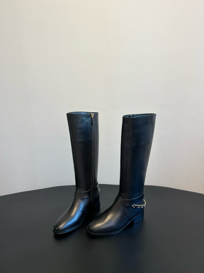 NIGO Chanel Women's Autumn and Winter Black Zipper Round Toe Thigh High Boots Shoes #nigo72228