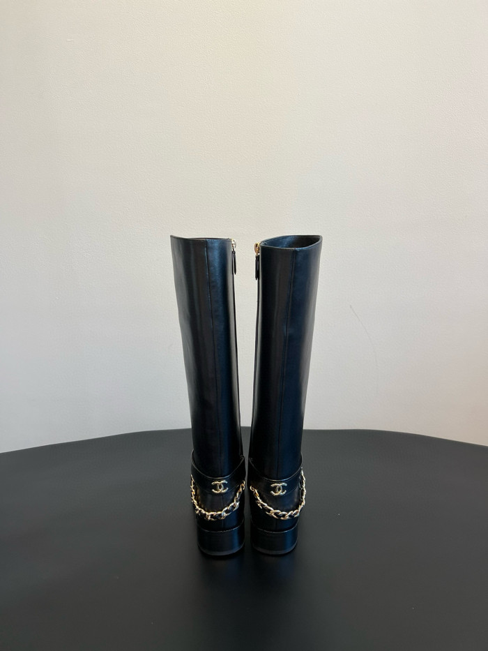 NIGO Chanel Women's Autumn and Winter Black Zipper Round Toe Thigh High Boots Shoes #nigo72228