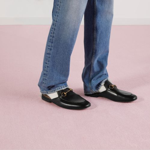 NIGO Gucci Men's Spring/summer Princetown Collection Logo Horse Buckle Slippers Leather Round Toe Flat Bottomed Casual Shoes #nigo71334