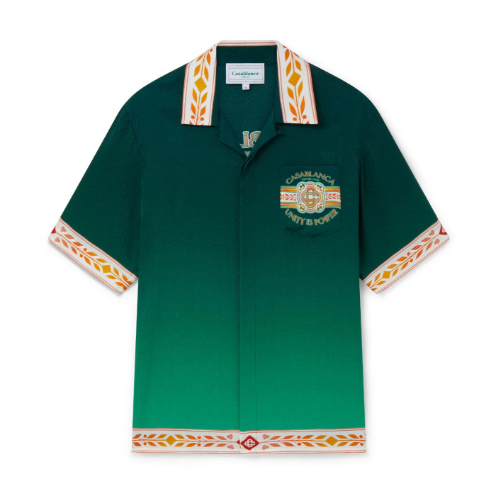 NIGO Casablanca Men's Summer Colorblocking Gradient Lapel Single Breasted Short Sleeve Shirt Loose Casual Shorts Set Suit #nigo72255