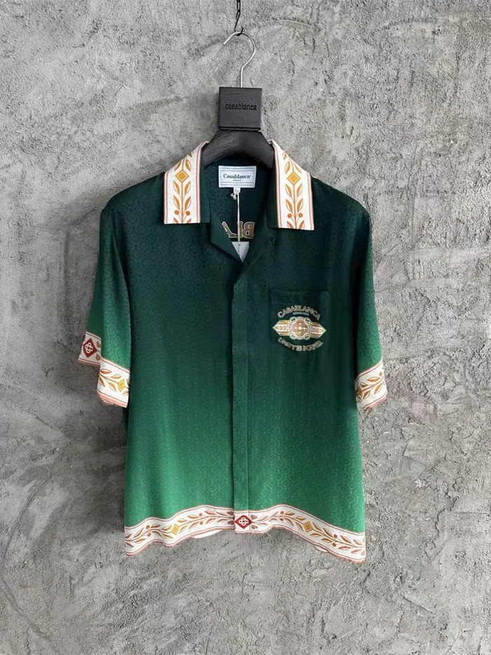 NIGO Casablanca Men's Summer Colorblocking Gradient Lapel Single Breasted Short Sleeve Shirt Loose Casual Shorts Set Suit #nigo72255