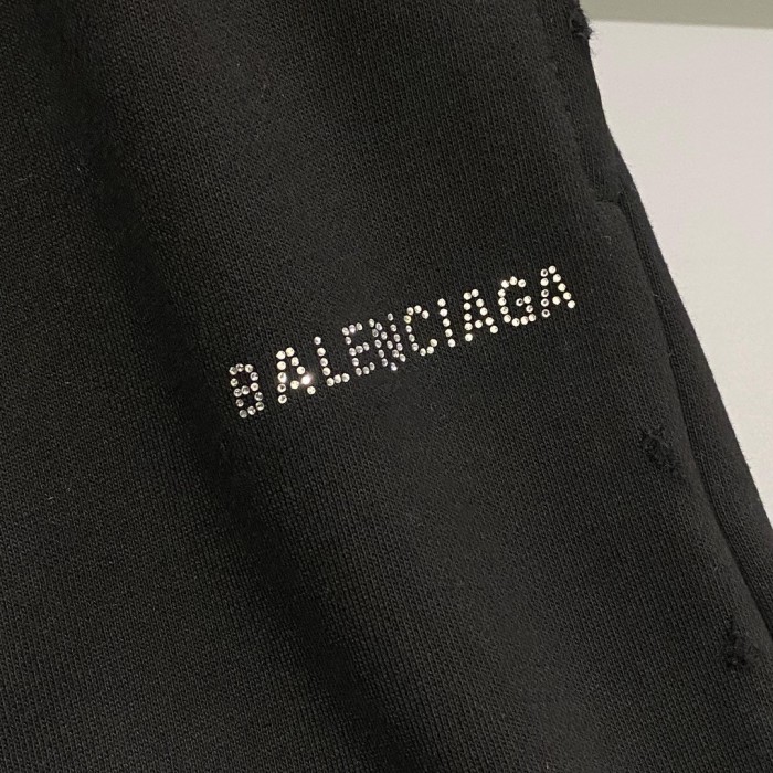 NIGO Balenciaga Men's Summer Hot Drill Logo Letter Print Black Cotton Shorts Pants #nigo72272