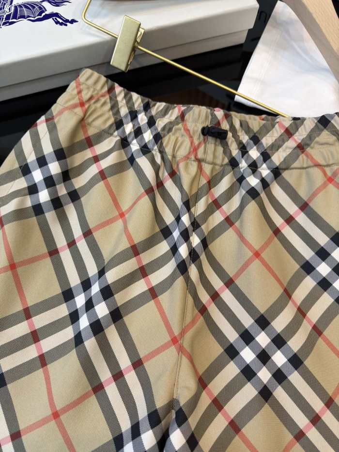 NIGO Burberry Women's Summer Check Print Drawstring Elastic Straight Casual Shorts #nigo72294