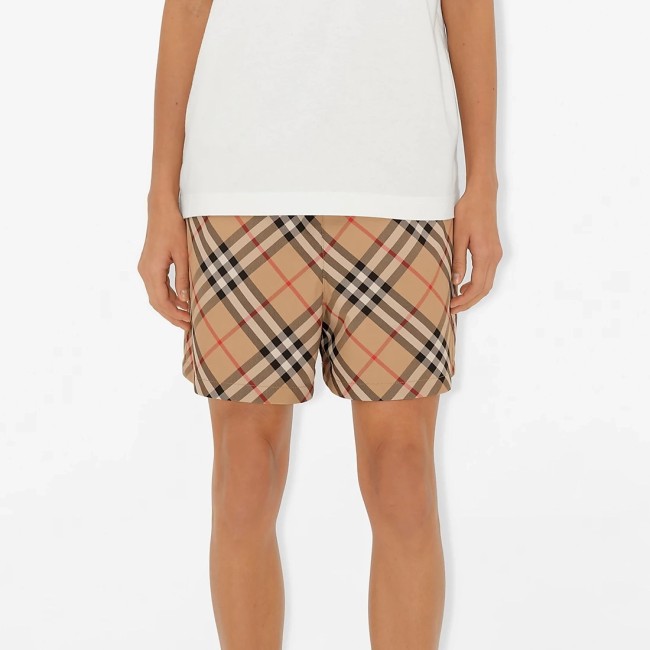NIGO Burberry Women's Summer Check Print Drawstring Elastic Straight Casual Shorts #nigo72294