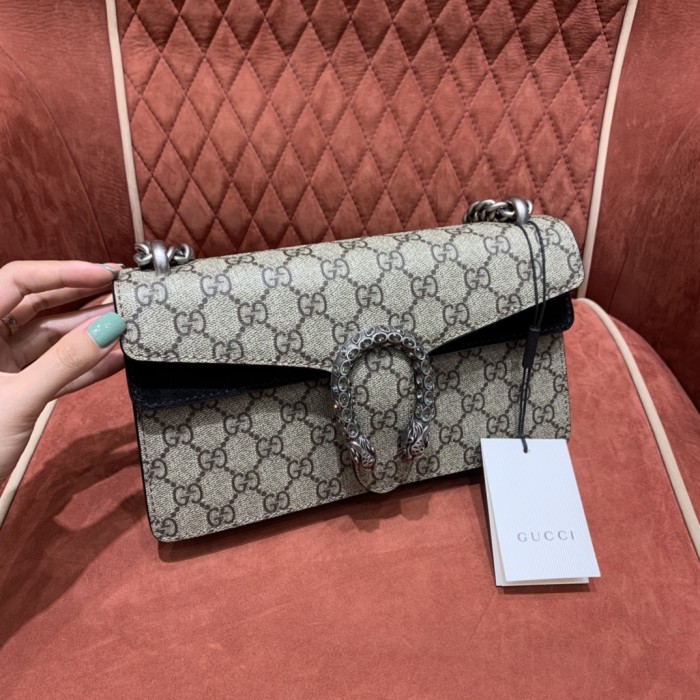 NIGO Gucci Women's Tiger Drill Buckle Double G Old Flower Full Print Canvas Patchwork Leather Flap Shoulder Crossbody Bag Bags #nigo72312