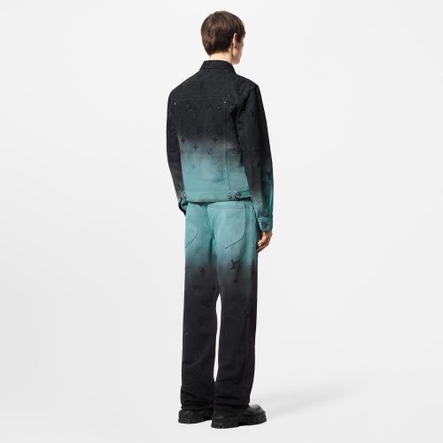 NIGO Louis Vuitton Men's Spring/summer Tie-dye Embroidery Gradient Denim Suit Lapel Jacket Straight Leg Pants Set  #nigo72323