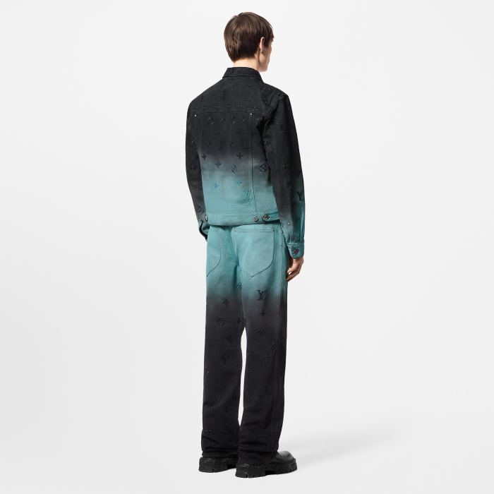 NIGO Louis Vuitton Men's Spring/summer Tie-dye Embroidery Gradient Denim Suit Lapel Jacket Straight Leg Pants Set  #nigo72323