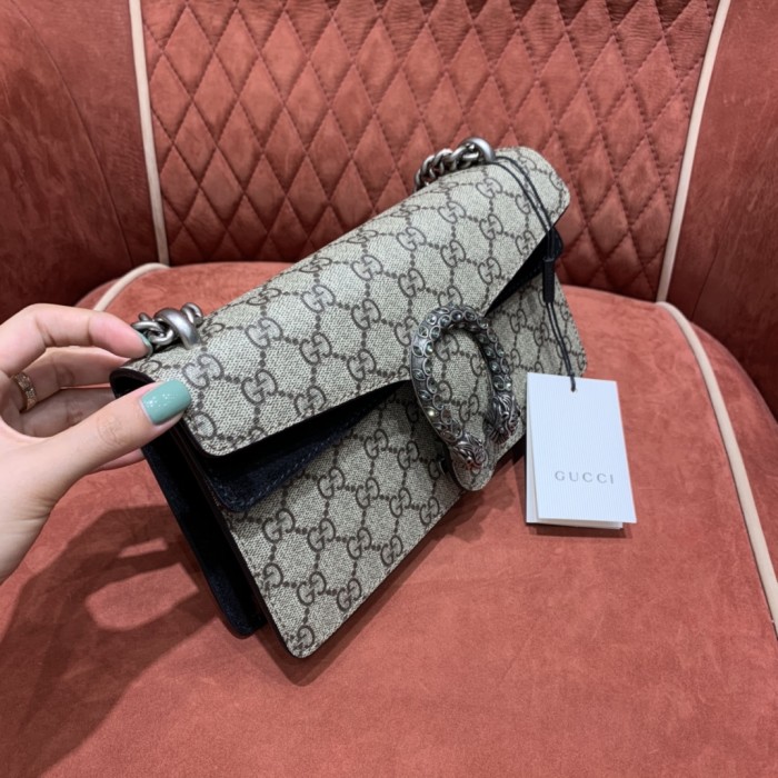 NIGO Gucci Women's Tiger Drill Buckle Double G Old Flower Full Print Canvas Patchwork Leather Flap Shoulder Crossbody Bag Bags #nigo72312