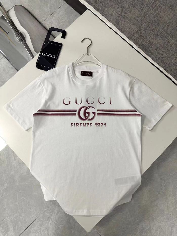 NIGO Gucci Men's Summer Letter Logo Print White Round Neck Short Sleeve T-Shirt #nigo72297
