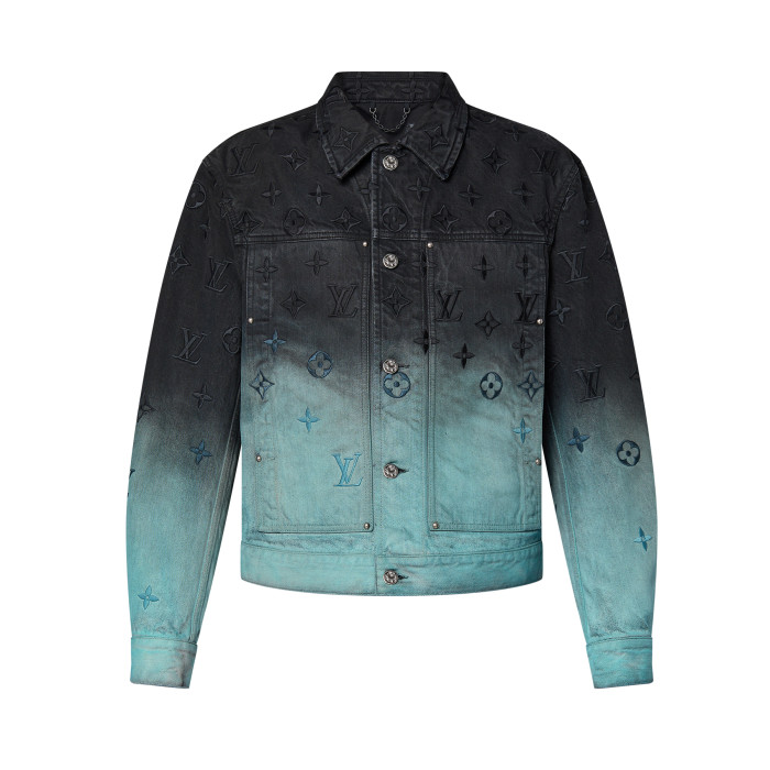 NIGO Louis Vuitton Men's Spring/summer Tie-dye Embroidery Gradient Denim Suit Lapel Jacket Straight Leg Pants Set  #nigo72323