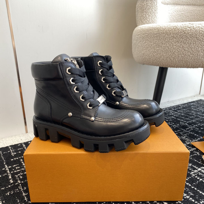NIGO Louis Vuitton Men's and Women's Solid Color Suede Leather Lace Up Short Martin Boots Shoes #nigo72351