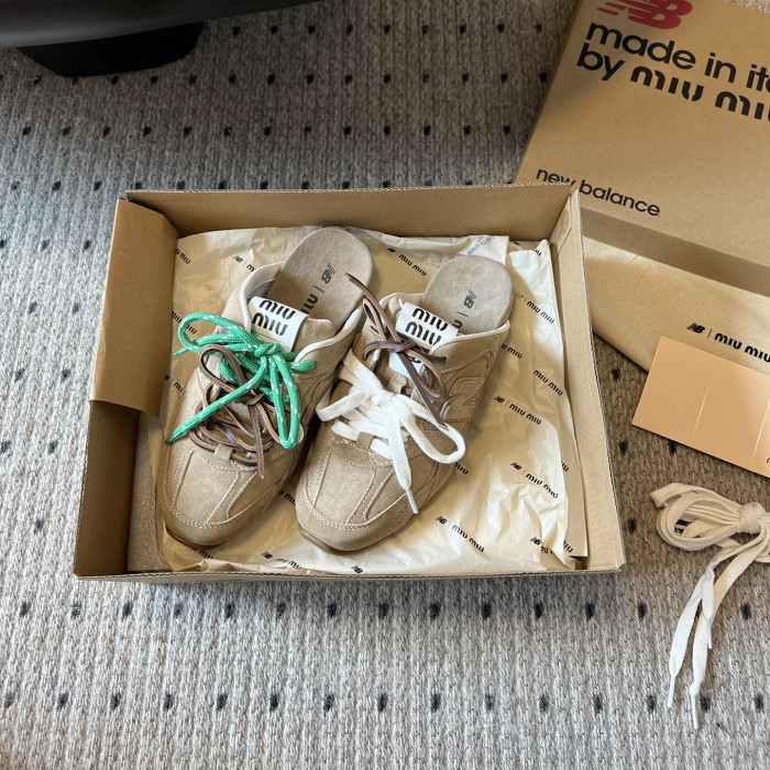 NIGO MiuMiu Men's and Women's Casual Leather Mesh Double Lace Lacing Slippers Shoes #nigo72344