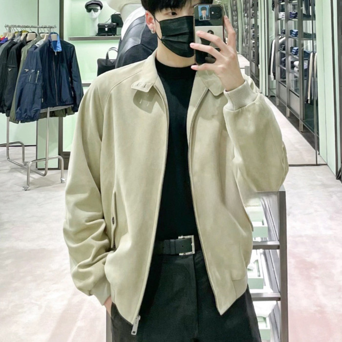 NIGO Prada Mens Suede Bomber Jacket Spring And Autumn Classic Solid Color Fashion Casual Fitted Jacket Coat Ngvp #nigo8761